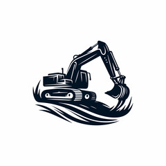 Modern Construction Excavator Icon for Industrial Branding