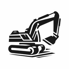 Excavator Logo Design in Flat Style for Heavy Machinery