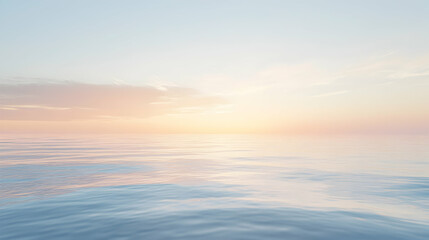 Fototapeta premium A serene and peaceful seascape at sunset, with soft pastel colors reflecting on the water.
