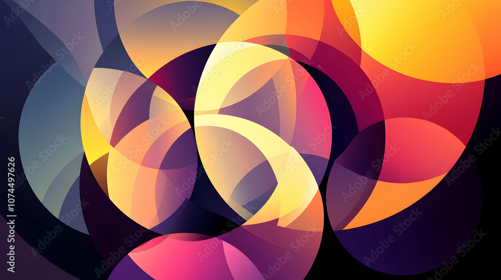 Aufkleber abstract background with overlapping colorful circles in a dark background.