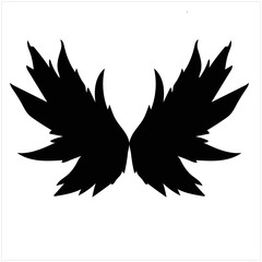 Black wings in flat design,icon on white background. Vector illustration