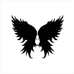 Obraz premium Angel wings, bird wings collection cartoon hand drawn vector illustration. Logo, icon.