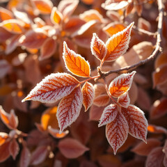 Glistening Frost on Autumn Leaves