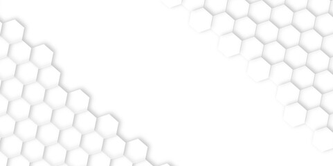 3d hexagonal structure futuristic white background and embossed hexagon abstract with hexagon background. honeycomb hexagonal background. Hexagon shape, white, shiny gray. hexagon pattern shape.