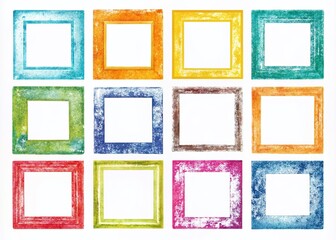 Grunge Square Template Backgrounds with Hand-Drawn Rectangular Shapes and Dirty Design Frames for Creative Projects and Digital Art Use