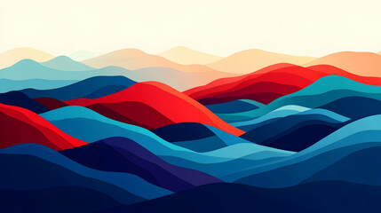 Naklejka premium Abstract colorful mountain range landscape illustration.