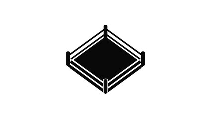 Boxing ring emblem, black isolated silhouette