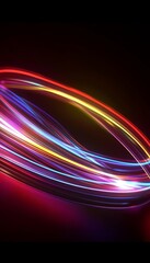 Abstract Light Trails on Dark Backdrop, Vivid Colors, Dynamic Motion, Energy, Speed, and Power.