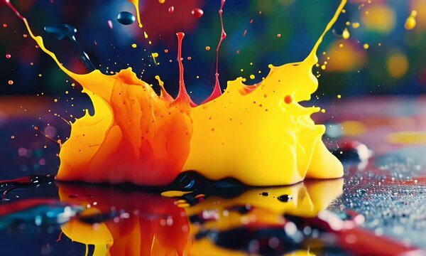 A vibrant splash of paint creates a dynamic and colorful visual effect.
