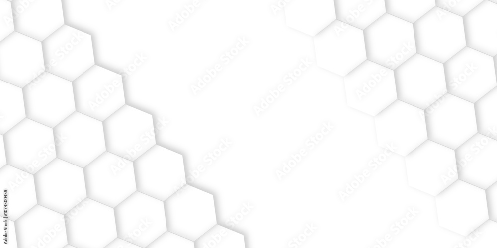 Poster 3d hexagonal structure futuristic white background and embossed hexagon abstract with hexagon backgr