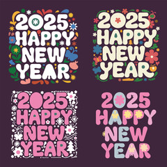Happy new year 2025 a decorative T-shirt design vector .Happy New Year 2025 Poster design.
