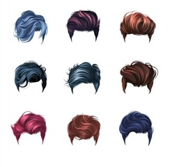 Men Hairstyles Set.