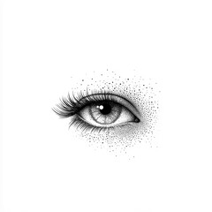 Elegant black and white line drawing of a detailed human eye