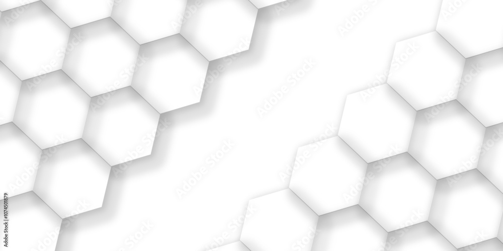Poster 3d hexagonal structure futuristic white background and embossed hexagon abstract with hexagon backgr
