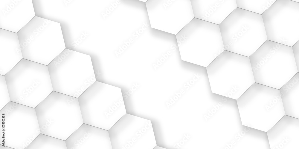 Poster 3d hexagonal structure futuristic white background and embossed hexagon abstract with hexagon backgr
