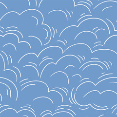 Vector clouds seamless pattern in hand-drawn style. Line abstract repeat design for fabric, wallpaper or wrapping paper. Line art seamless pattern.
