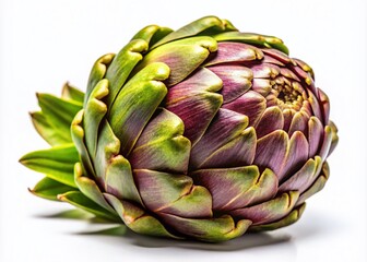 Obraz premium Isolated Artichoke on White Background - Fresh Produce Photography for Culinary and Health Uses, Perfect for Websites, Blogs, and Cookbooks Featuring Vegetables