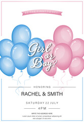 Gender reveal party invitation vector design.