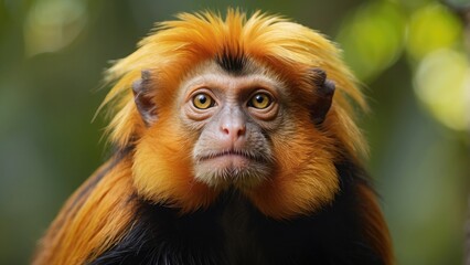 Obraz premium A golden-headed tamarin's (Saguinus indicus) portrait