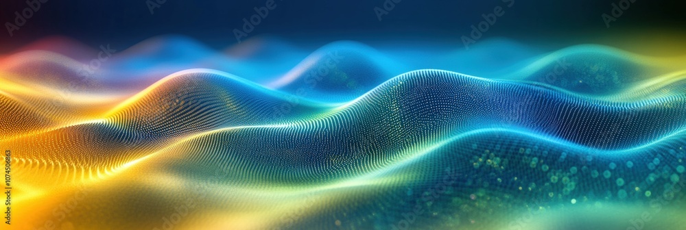 Poster Abstract Digital Waves of Light Energy Representing Motion and Flow in a Vivid, Colorful Style with Smooth Curves and Dynamic Visual Effects
