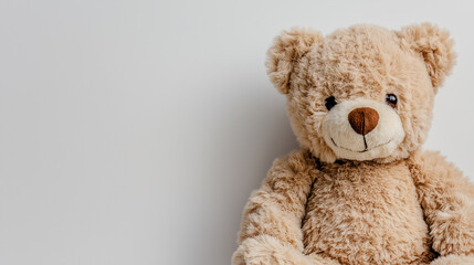 Obraz premium Fluffy Teddy Bear on Neutral Background