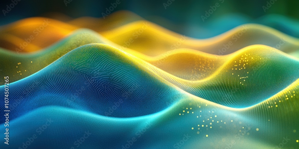 Poster digital waves of light energy in abstract design featuring vivid colors and smooth transitions for m
