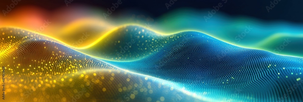 Poster abstract digital waves of light representing energy flow in a colorful gradient with smooth gradatio