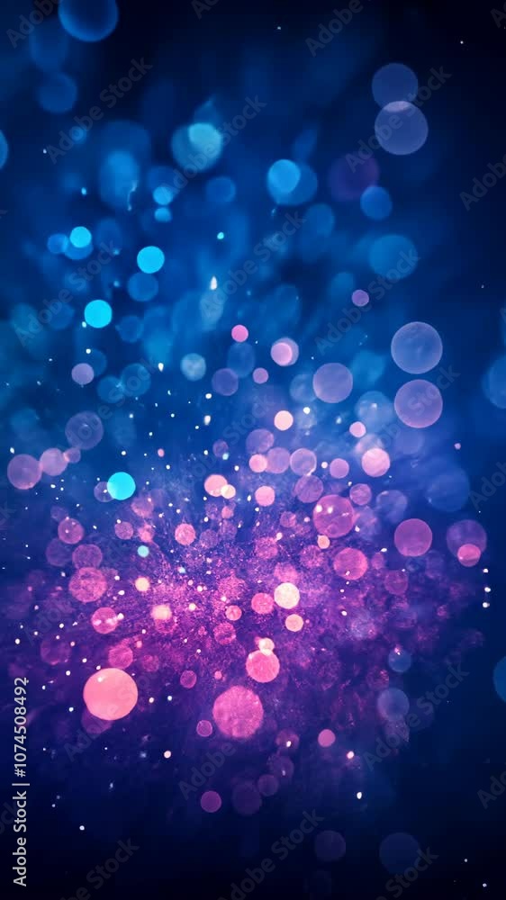 Poster blue and pink bokeh lights create a mesmerizing, abstract pattern