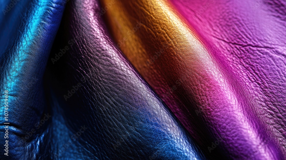 Aufkleber Close-up shot of a shiny leather material with intricate details and texture