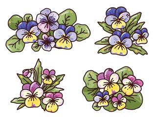 set of flowers