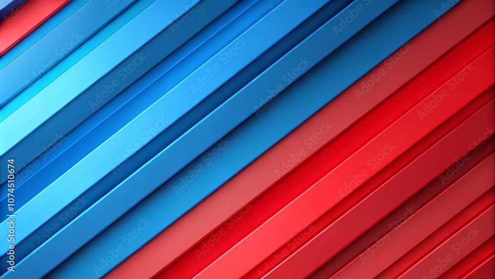 Poster minimalist abstract background featuring diagonal red and blue geometric shapes with soft shadows fo