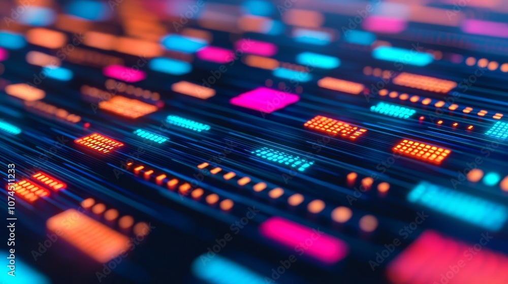 Poster abstract digital network background with colorful lights.