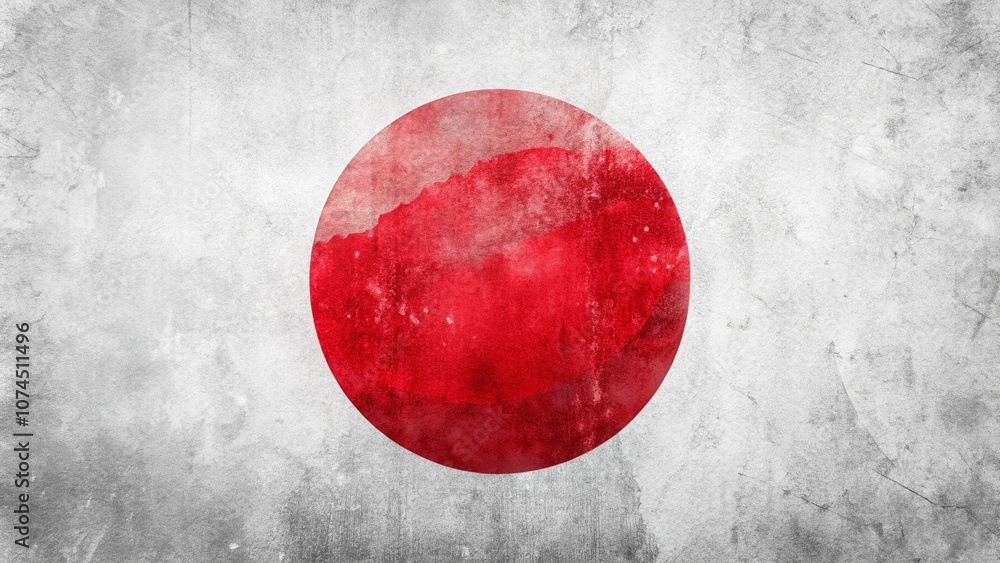 Poster minimalist hand-drawn japanese flag pattern featuring a red circle on a white background for modern 