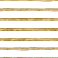 Watercolor seamless pattern with brown stripes print. Isolated on white background. Hand drawn clipart. Perfect for card, fabric, tags, invitation, printing, wrapping.