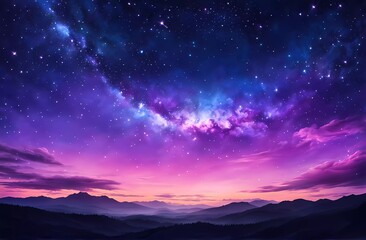 Fototapeta premium Breathtaking Starry Night Sky Over Serene Mountain Landscape