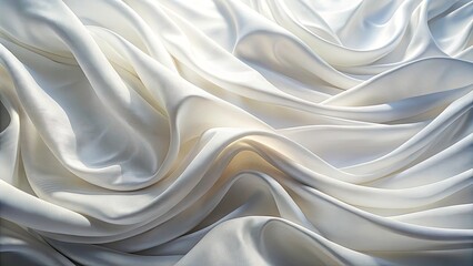 Fototapeta premium Elegant White Fabric Drapery with Soft Folds and Textures for Architectural Photography, Capturing Delicate and Smooth Aesthetic, Ideal for Interior Design and Fashion Settings