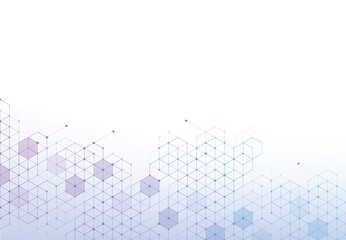 Abstract hexagonal molecular structures in technology background and science style. Medical design. Vector illustration