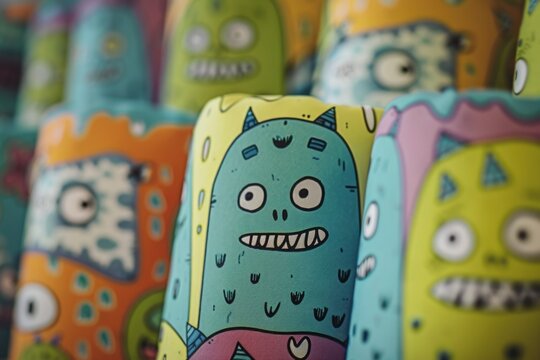 A close-up shot of colorful paper toys, ideal for use in illustrations, educational materials or social media posts