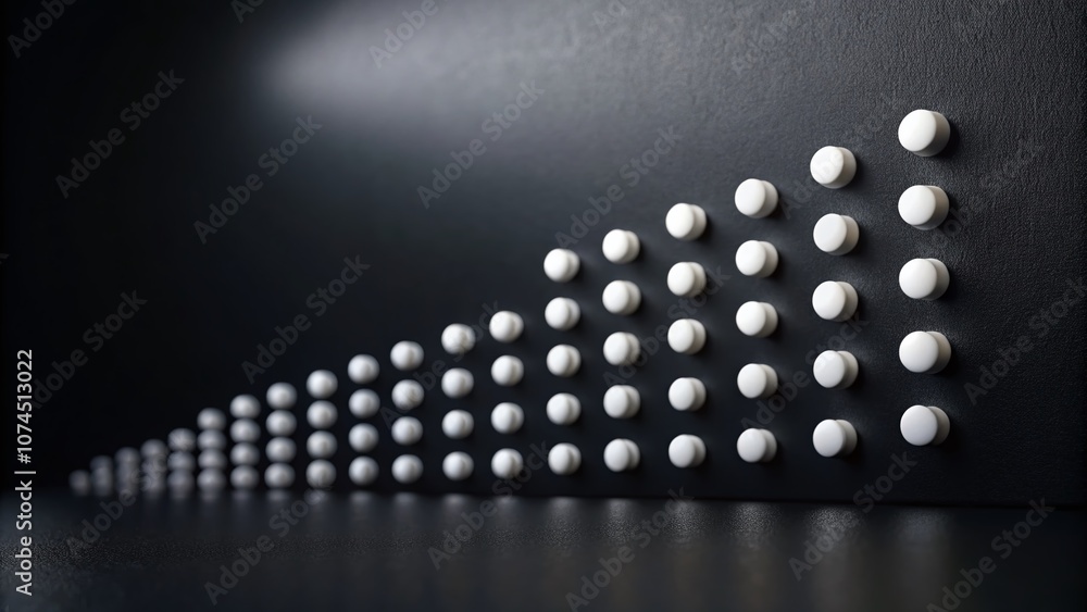 Poster minimalist sequence of white dots incrementing from one to ten on a clean black background for moder