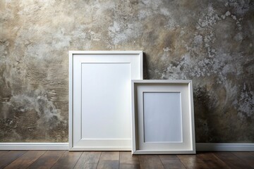 Minimalist Product Photography of Two Blank White Frames on the Floor Beside a Wall for Home Decor Inspiration and Design Concepts