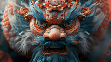 Fototapeta premium 3D Illustration of a Ferocious Dragon Face