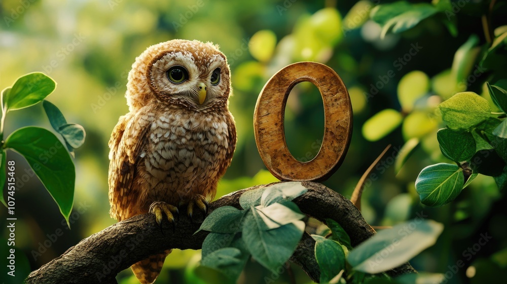 Poster a tiny owl rests on a branch next to a numbered sequence, possibly for inspiration or guidance