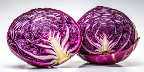 Fototapeta premium Fresh Red Cabbage Halves on Transparent Background - Healthy Vegetables for Cooking and Nutrition