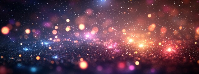 Obraz premium Futuristic technological background with waves and lights. Wallpaper with water and bokeh effect. Abstract background with a cosmic sky and stars. Futuristic wallpapers with unusual nebulae. Banner