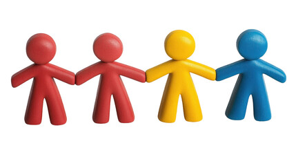 Colorful Figures Holding Hands Together