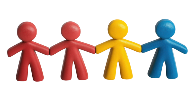 Colorful Figures Holding Hands Together