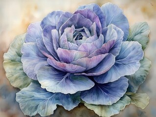 A stunning close-up of a beautiful purple cabbage flower showcasing intricate layers and unique colors.