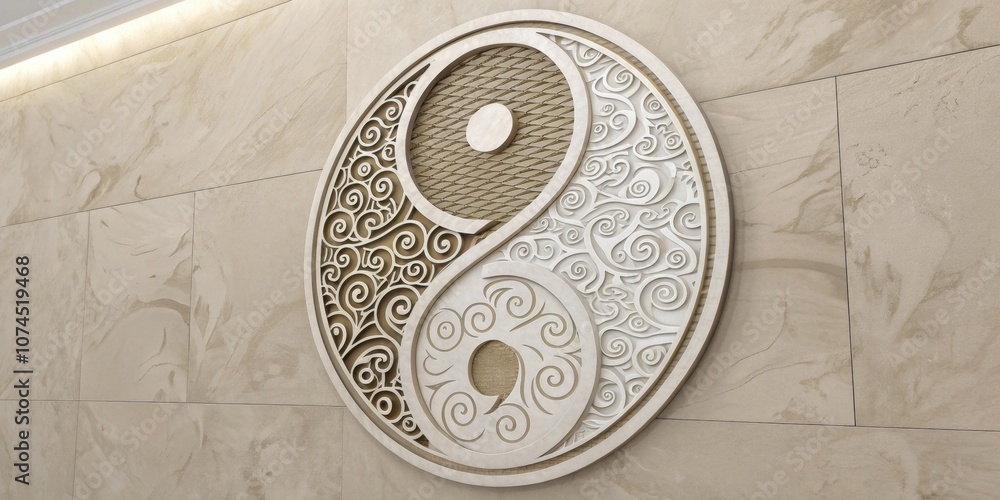 Poster symbolic s yinyang a decorative wall hanging featuring a s in each half of a yinyang symbol intricat
