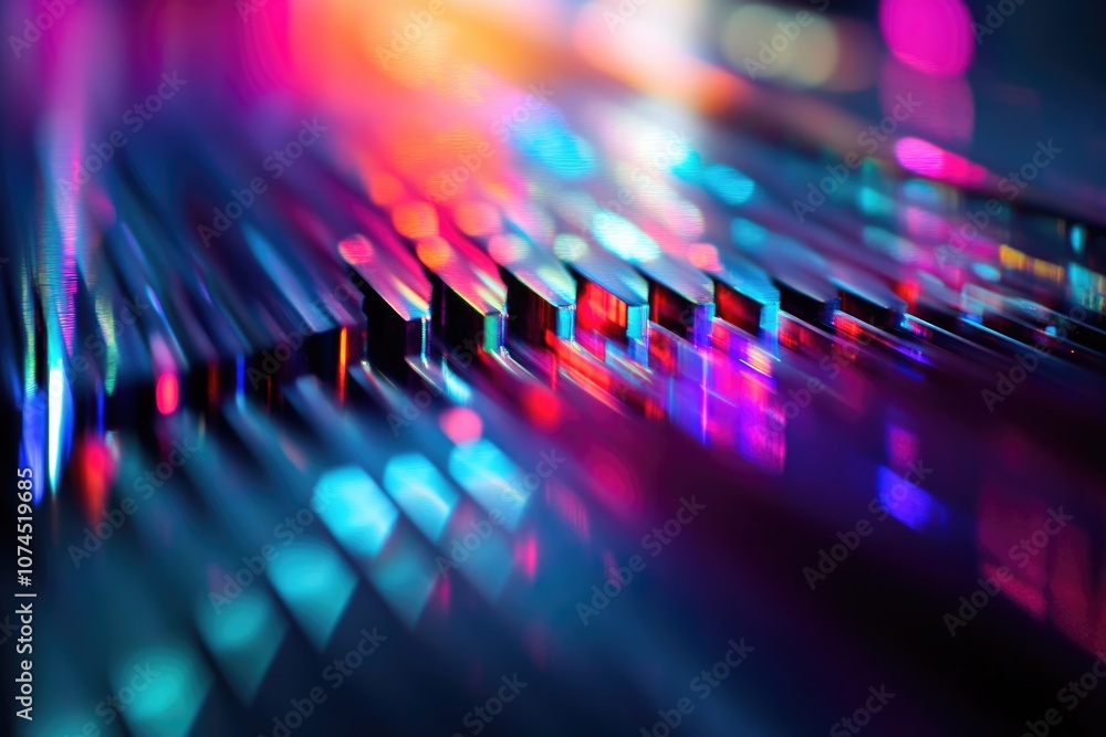 Poster blurry close-up shot of a computer keyboard keys