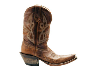 Rustic Brown Cowgirl Boot on transparent Background